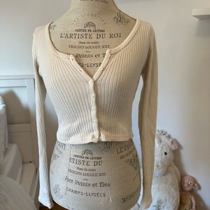 Brandy Melville Cream Long Sleeve Cardigan top